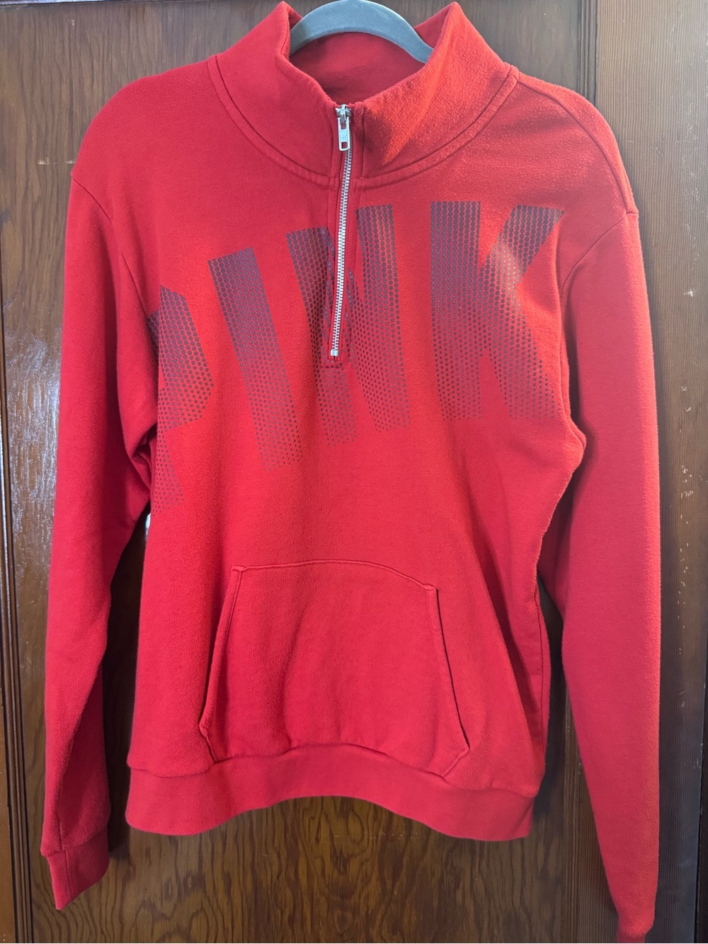 PINK Victoria's Secret Men's Red Half-Zip Fleece Pullover